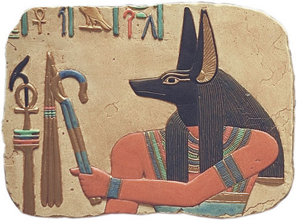 Anubis Relief With Color Details Wall Hanging